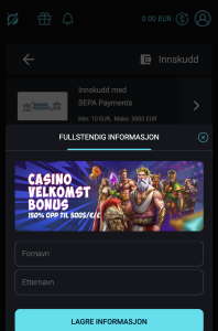 Skriv inn personlig informasjon: