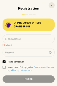 Gå til registreringssiden