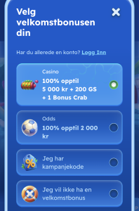 Velg bonus eller avslå