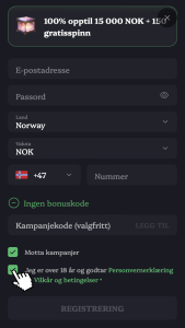 Velg eventuelle tilleggsvalg
