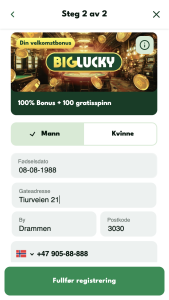Bekreft og opprett konto
