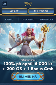 Gå til OceanSpin og trykk på “Registrer deg”