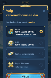 Velg velkomstbonus