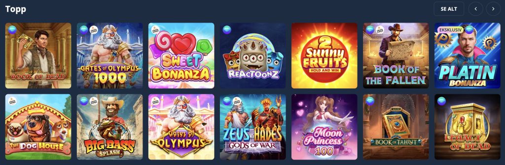Platincasino Spillutvalg