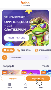 Trykk på “Registrer deg”