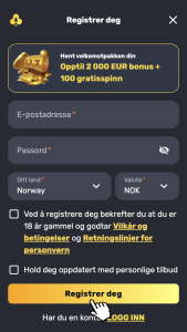 Fyll inn kontoinformasjon