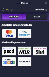Sett inn penger og aktiver bonus