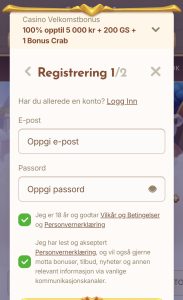 Oppgi e-post og passord
