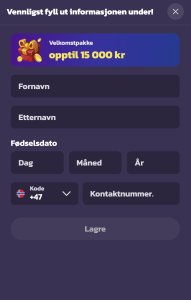Fortsett registreringsprosessen