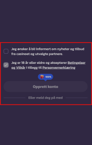Bekreft og godta vilkår