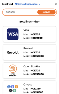 Aktiver bonus og gjør innskudd