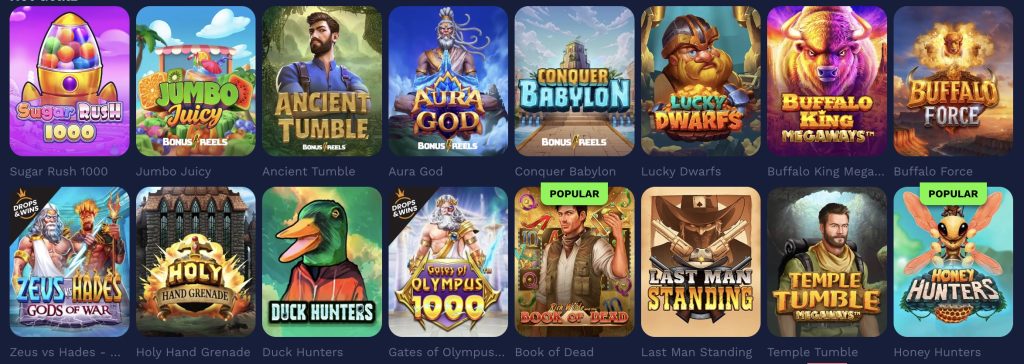 Spillutvalg hos Goatz Casino