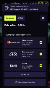 Gjør innskudd og begynn å spille