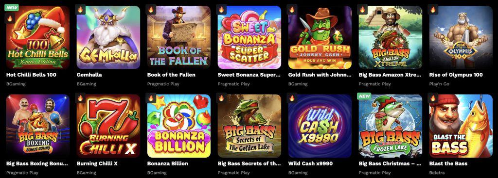 Spillutvalg hos LevelUp Casino