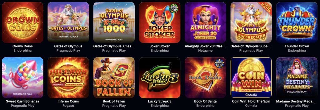 Spillutvalg hos Yep Casino